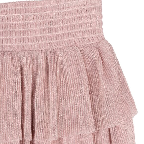 NWT M Stella 88 Big Girls Foil Pleated Tiered Skirt - Pink - Picture 3 of 4